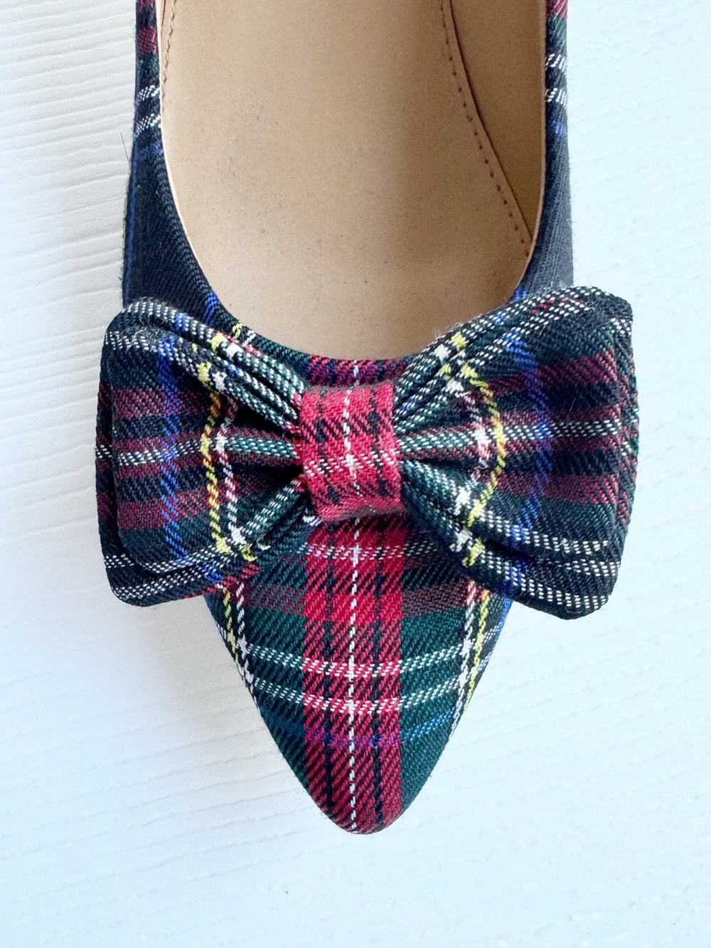 J.Crew Factory Esme Tartan Plaid Bow Kitten Heel Pumps Size 8 - Picture 2 of 12